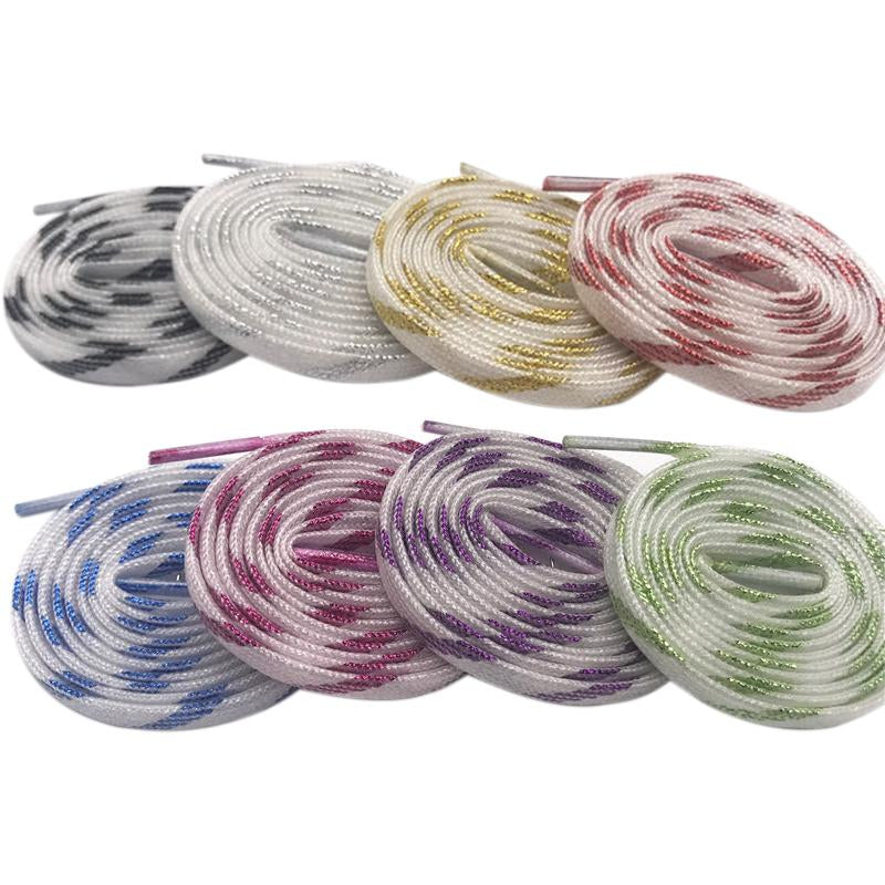 Weiou 2 Colors Mixed Shinning Colorful Glitter Shoelaces Strings Knitted Running Shoestring Flat