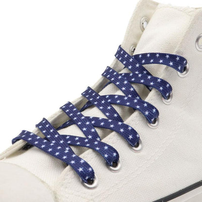 Pentalpha Pentagram Shoelaces Sublimated Printed Blue White Five-Pointed Star Boot Laces For