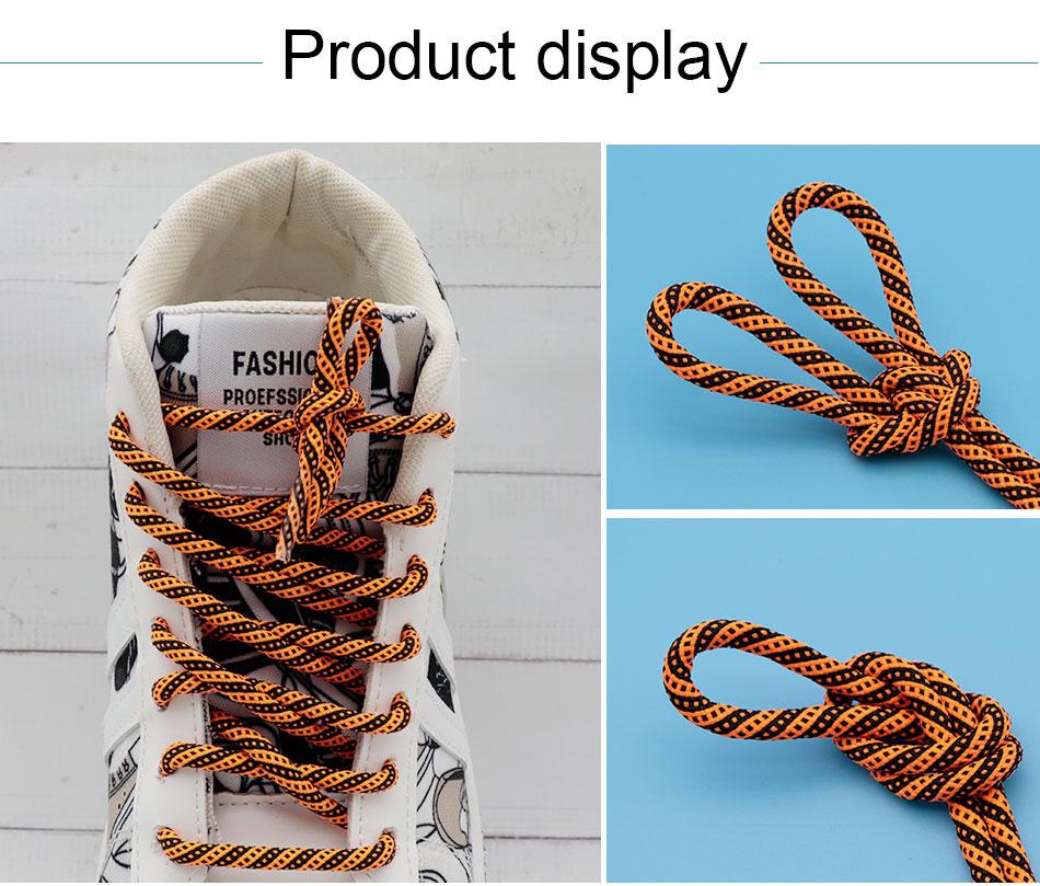 4.5MM Double Color Combination Orange Sky Blue Shoelaces No Elastic Stonger Ropes For Sneaker Sport