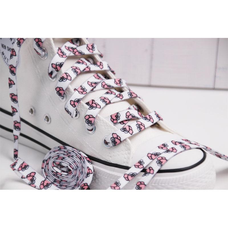 Weiou Personality Laces  Flat Cotton Shoe laces Pink Shoestrings Adorable Carton Women Adults