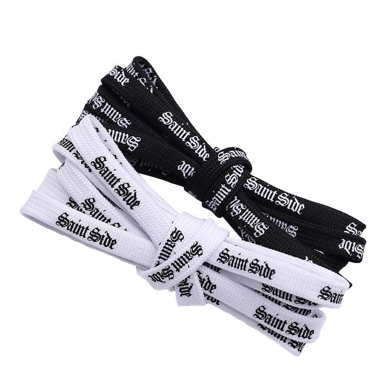 Weiou Personality Printed Letter Shoelaces 0.7 Flat Black And White Women Shoe Laces For Trendy