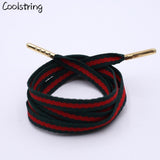 Classic 8mm Green Red Ribbon Shoelaces Polyester Flat Laces Single Layer Shoestrings Plastic Tips