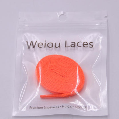 Weiou Laces 7MM Flat Shape Shoelaces Double-Layer Polyester Eye-Catching Cords Bright Solid Color