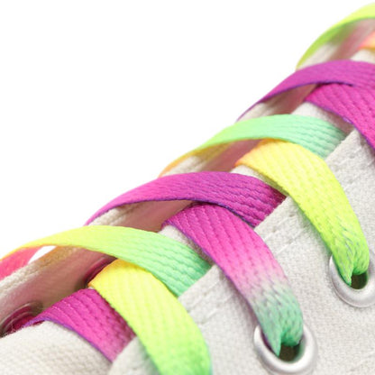 Weiou New Adorable Rainbow 4 Colors Shoelaces 0.8 Cm Flat Attractive Women's Shoe Laces For  Canvas