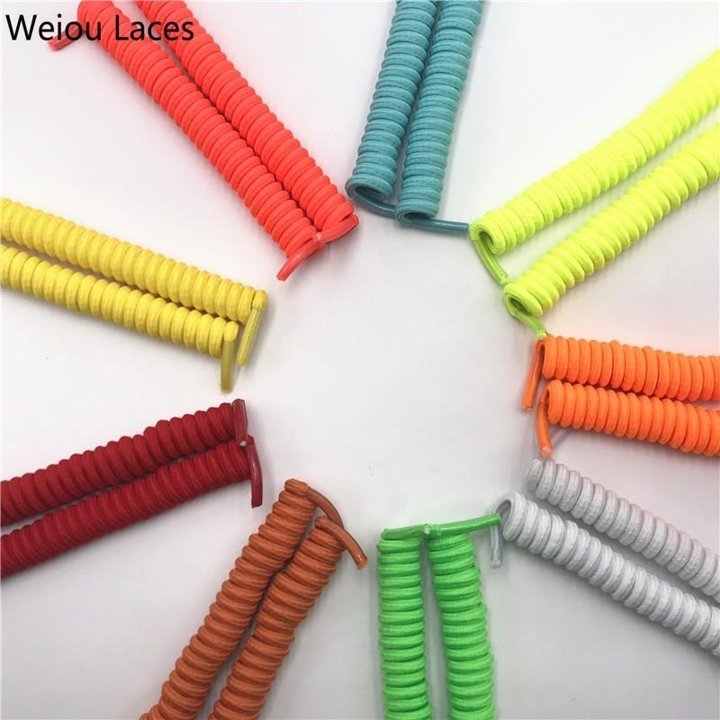 Weiou Spring Curly Stretch Shoelace Lazy No Tie Laces Round Elastic Coiled Shoestrings For Women Men