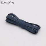 8mm Premium Flat Denim Shoelaces Metal Aglet Classic Laces Customize Your Kicks Blue Black