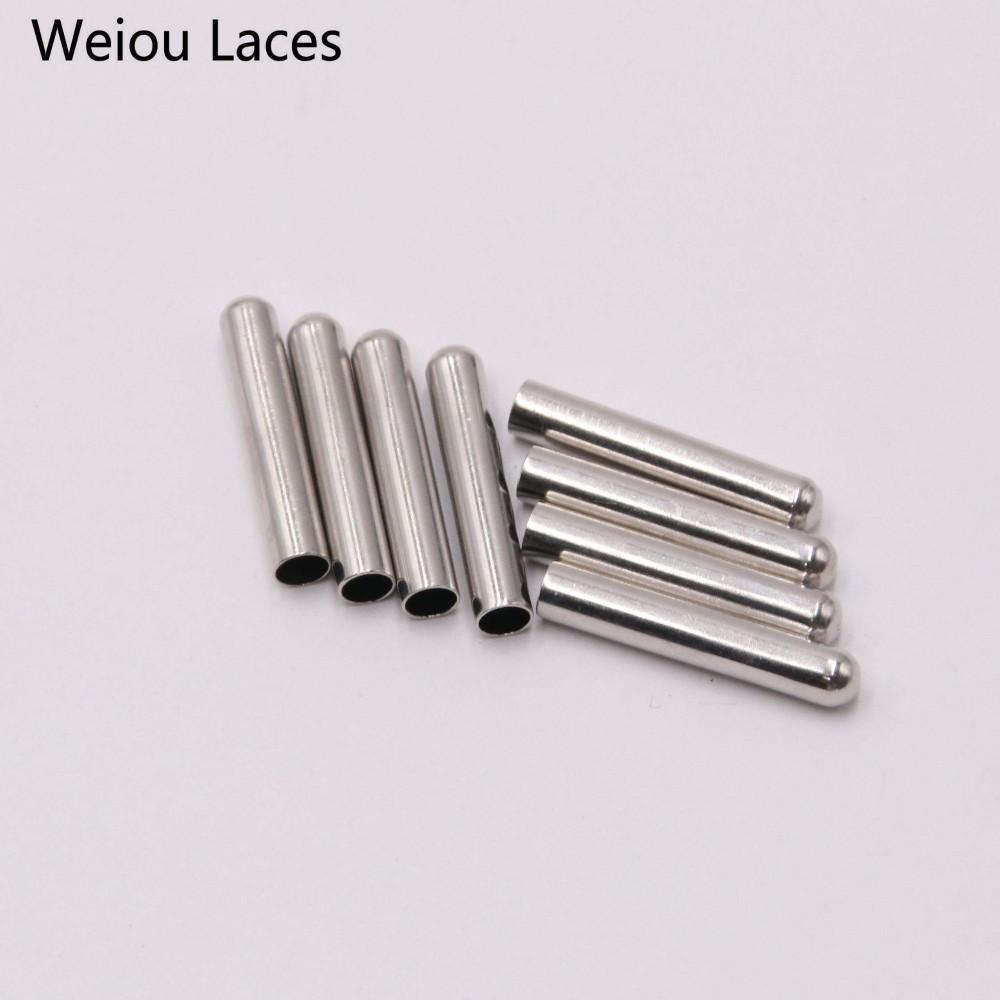 Weiou New 4pcs 1 Set Of 4x22mm Seamless Metal Shoelaces Tips Head Replacement Repair Aglets DIY