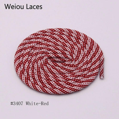 Weiou 5mm Round Type Polyester Two Tone Twill Middle Dot Checkered Laces Exclusive Red White Black