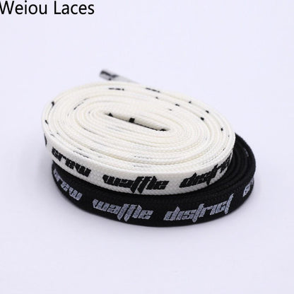 Weiou Flat Printed Waffle District Crew Shoelaces Beige Double-sided Printing Authentic Shoestring