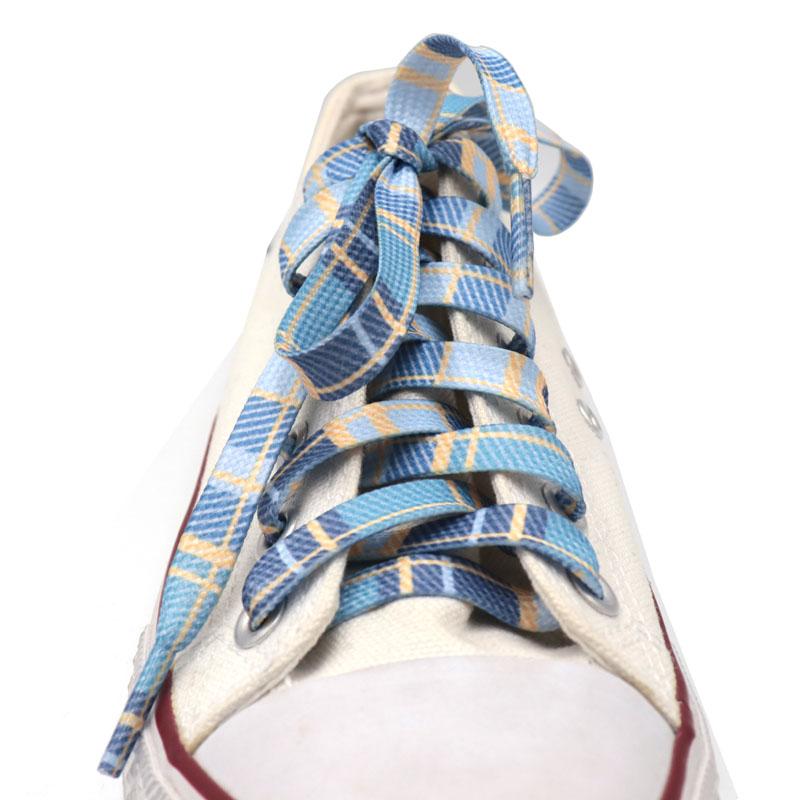 Premium 7MM Cyan Blue Color Heat Transfer Printing Luxury Shoelaces Men Women Sneaker 2021 Funny