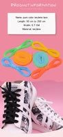 7MM Eye-Catching Bright Solid Color Flat Shape Shoelaces Double-Layer Polyester With Plastic Tips