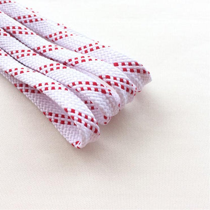 New Running Shoelaces Flat White and Red Striped Polyester Leisure Fabric Shoelace as Birthday Gift