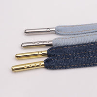 8MM DENIM Shoelaces With Golden Siliver alloy Tips Office Business Men Women Boot Shoe Durable Lacets 2021