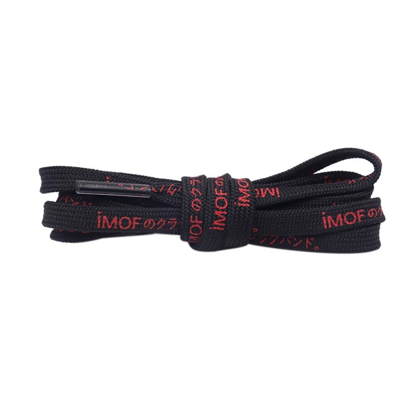 Japanese Words 7mm Black Red Shoelaces 60-180cm Simple Narrow 2 Colors Shoelaces Super Bootlaces  Shoe Laces for Queens Kids