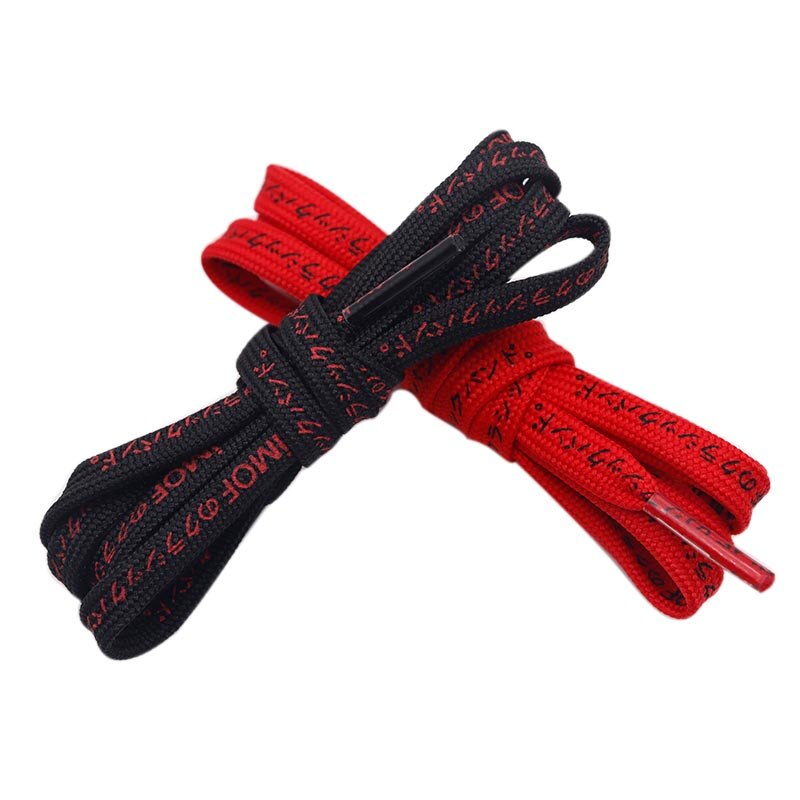 Japanese Words 7mm Black Red Shoelaces 60-180cm Simple Narrow 2 Colors Shoelaces Super Bootlaces  Shoe Laces for Queens Kids