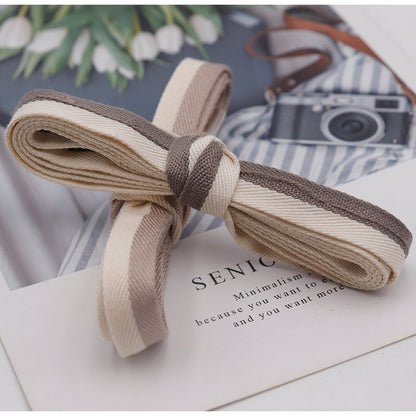 1.2CM  Gentle Double Colors Shoelaces Beige Brown 60-180cm Flat Shape Polyester Shoelaces Be Suit for Skirt Straw Cap