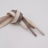 1.2CM  Gentle Double Colors Shoelaces Beige Brown 60-180cm Flat Shape Polyester Shoelaces Be Suit for Skirt Straw Cap