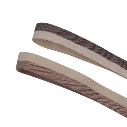 1.2CM  Gentle Double Colors Shoelaces Beige Brown 60-180cm Flat Shape Polyester Shoelaces Be Suit for Skirt Straw Cap