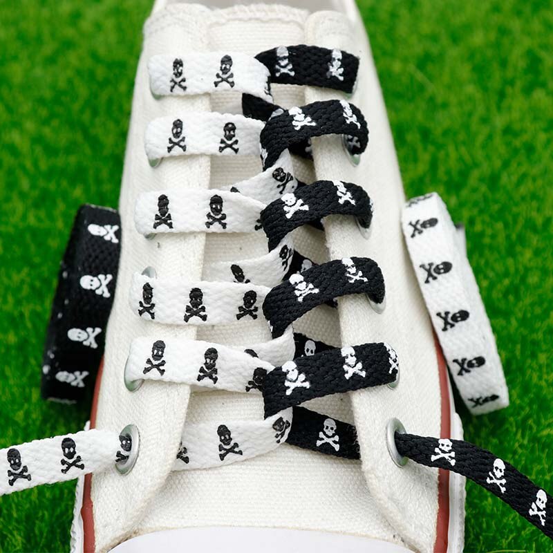 Punk Skeleton Skull Print Cartoon Wild Shoelaces Athletic Safety Sneakers Shoelaces Casual Lace Funny Punk Rock Bootlace Gothic