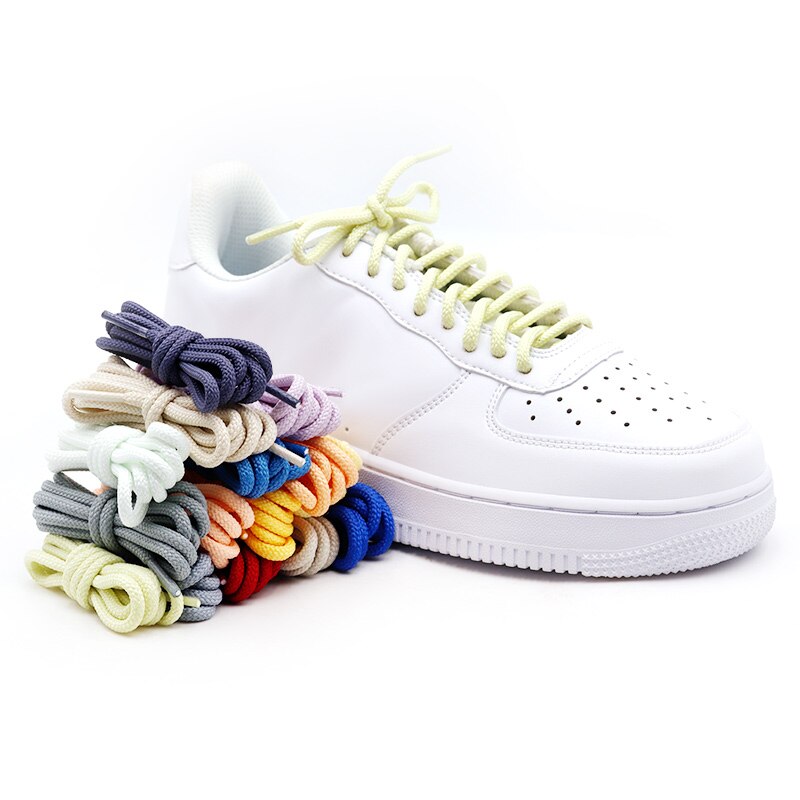 1Pair Round Solid Shoelaces Top Quality Polyester Shoes Lace Solid Classic Round Shoelace Sneakers Boots Air Shoes String