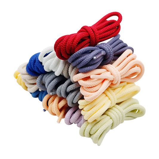 1Pair Round Solid Shoelaces Top Quality Polyester Shoes Lace Solid Classic Round Shoelace Sneakers Boots Air Shoes String