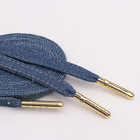 8MM DENIM Shoelaces With Golden Siliver alloy Tips Office Business Men Women Boot Shoe Durable Lacets 2021