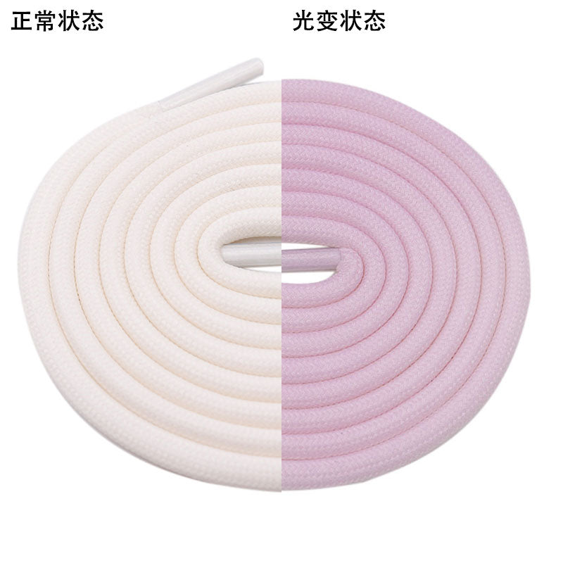 3 Color Solid Color Light Color Change Round Polyester Laces 0.5cm Wide Free Packaging Fashion Casual Sports Laces Men and Women