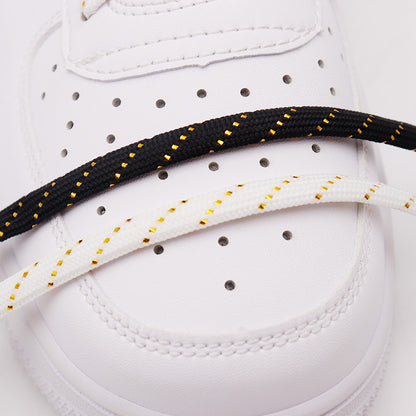 Weiou Official Fancy Glitter Black White Gold Shiny Flat Sparkle Unique Bootlaces Metallic Shoelaces For Sneakers Shoes